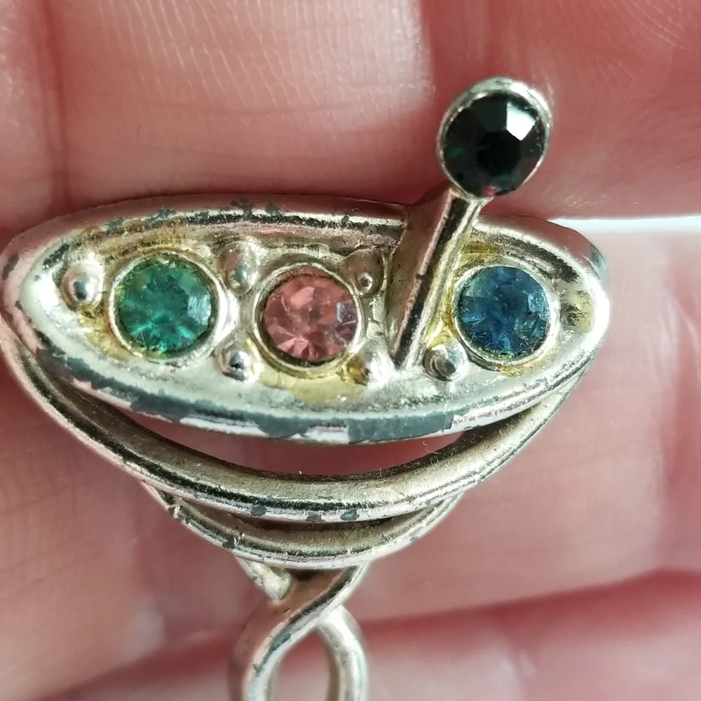 Relisted - Vintage martini brooch pin colorful rhinestones drink - Picture 8 of 10